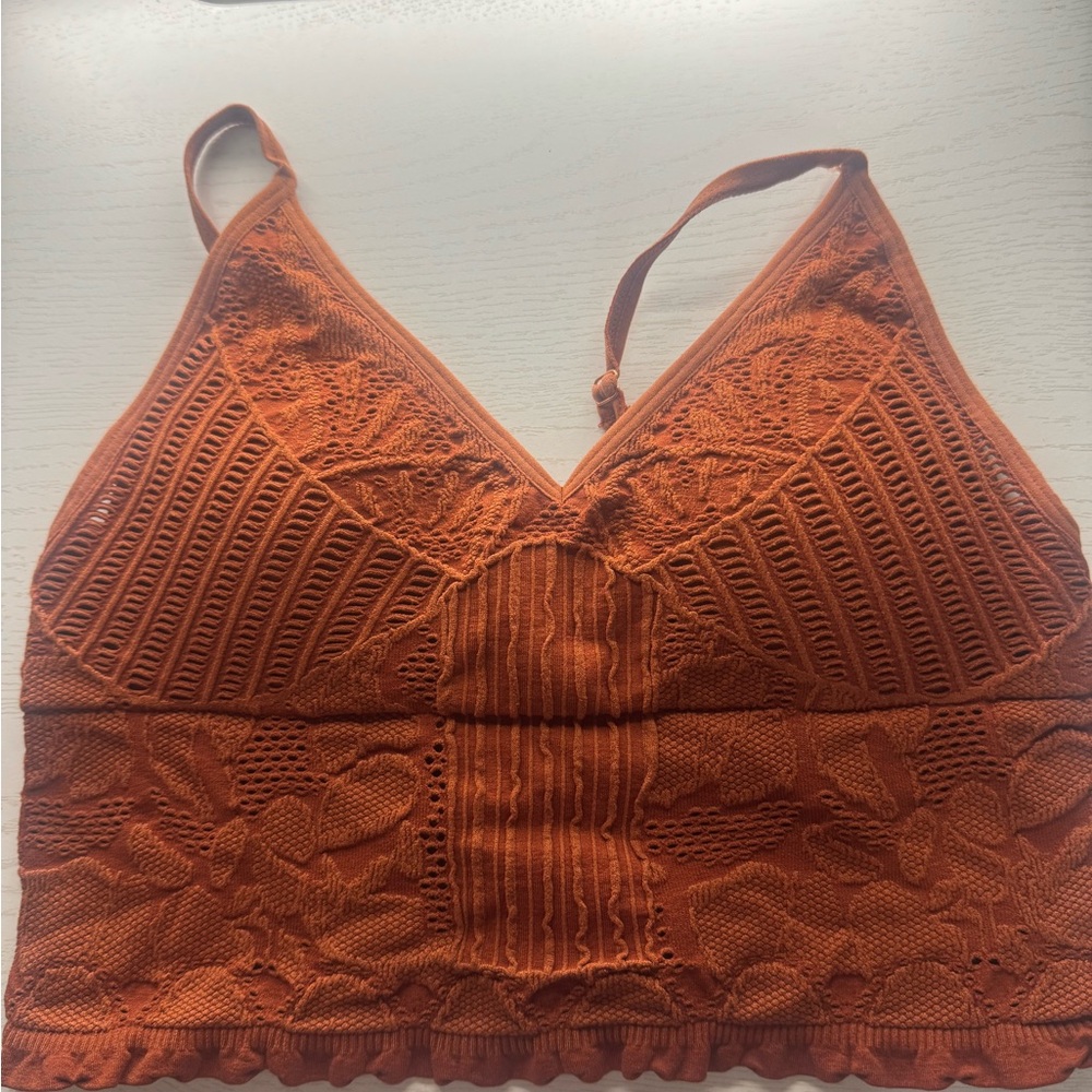 Elegant Rust Lace Tank Top